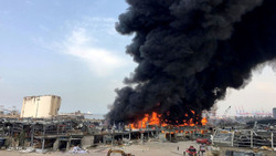 آتش سوزی بیروت در محل انفجار گذشته + فیلم