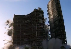 تخریب کنترل شده برج های بلند در ابوظبی + فیلم