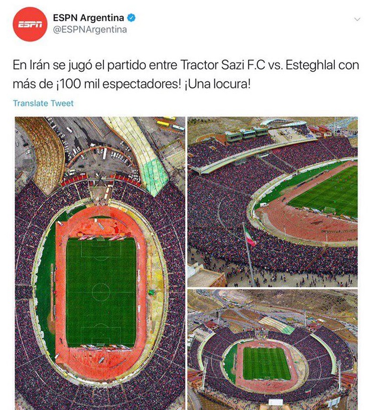 بازتاب جهانی عکس های هوایی استادیوم پٌر تراکتور