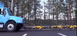 سگ های رباتیکی که کامیون حمل می کنند+ فیلم