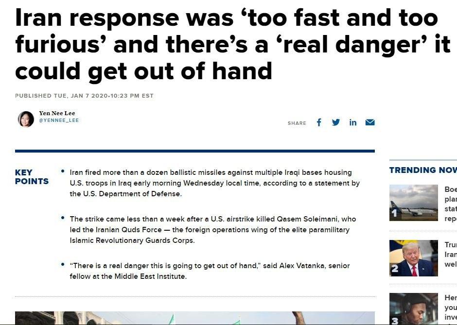 توقع نداشتیم که ایران اینقدر زود و خشن پاسخ دهد