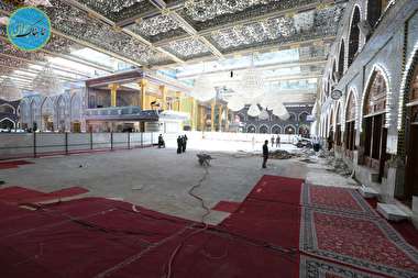 عملیات تعويض سنگ صحن حرم حضرت ابوالفضل العباس+عکس