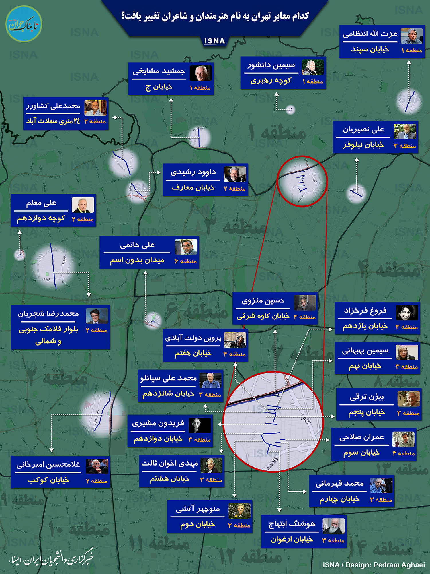 کدام معابر تهران به نام هنرمندان و شاعران تغییر یافت؟