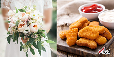 دسته گل عروس با ناگت مرغ!+عکس