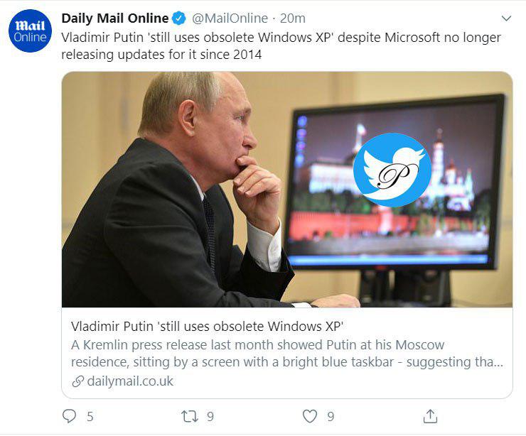 پوتین هنوز از ویندوز ایکس پی استفاده می‌کند
