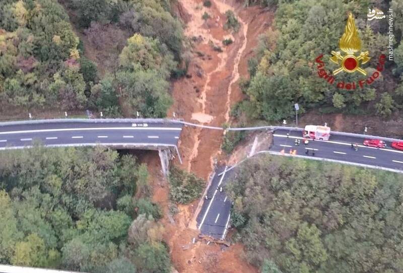 ریزش پل هوایی ۳۰ متری در اتوبان ایتالیا