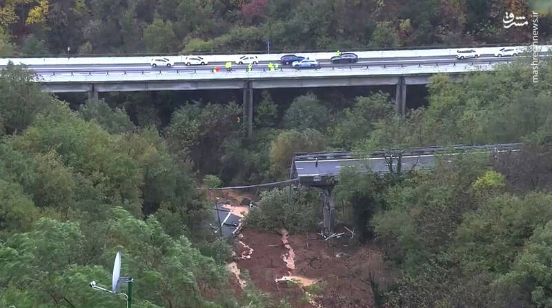 ریزش پل هوایی ۳۰ متری در اتوبان ایتالیا