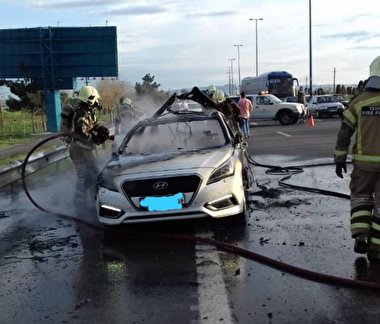 انفجار سواری هیوندا در آزادراه تهران-قم بر اثر اقدام ضدکرونایی راننده!