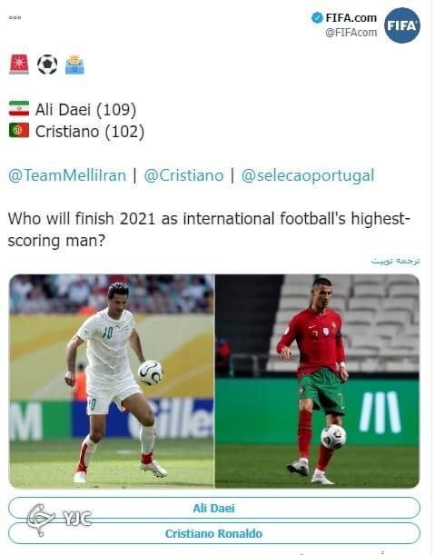 رقابت علی دایی و کریستیانو رونالدو در نظرسنجی فیفا