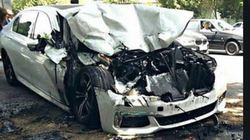 تصادف شدید خودروی BMW با یک گاومیش در اهواز + فیلم