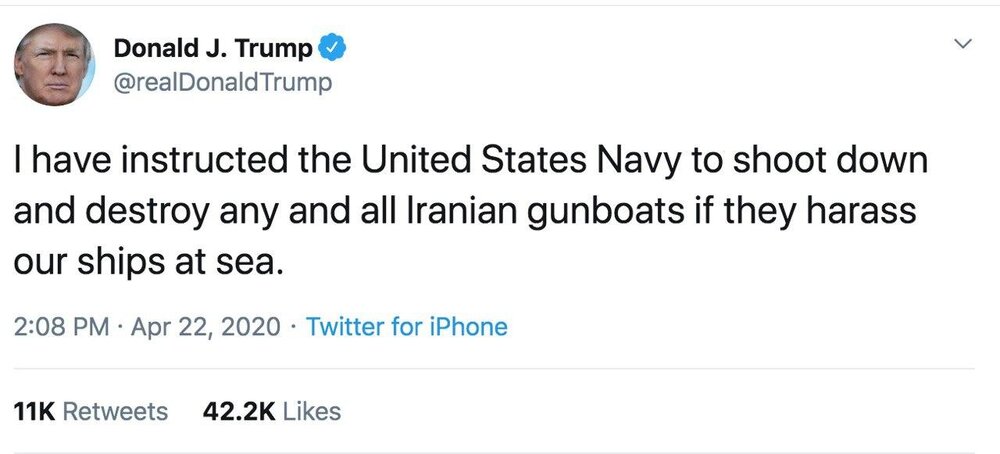 خشم ترامپ به پرتاب ماهواره ایران:به ناوها دستور شلیک به قایق های ایران را دادم
