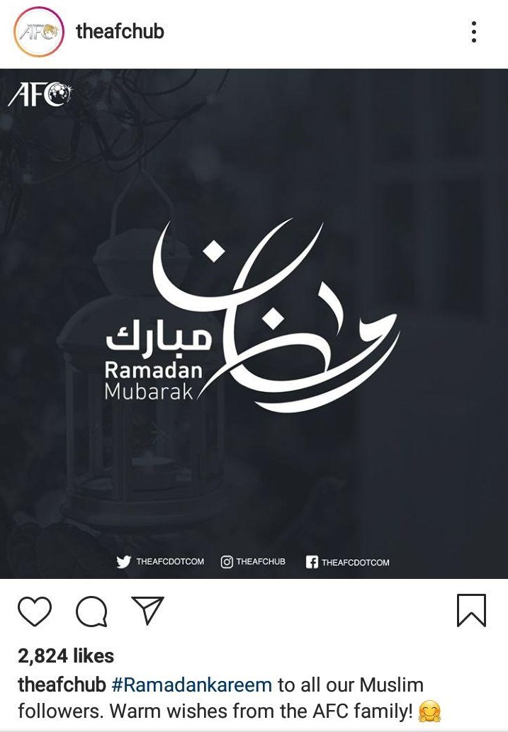 واکنش اینستاگرامی AFC به فرا رسیدن ماه مبارک رمضان