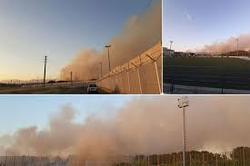آتش سوزی گسترده اراضی پالایشگاه نفت تهران