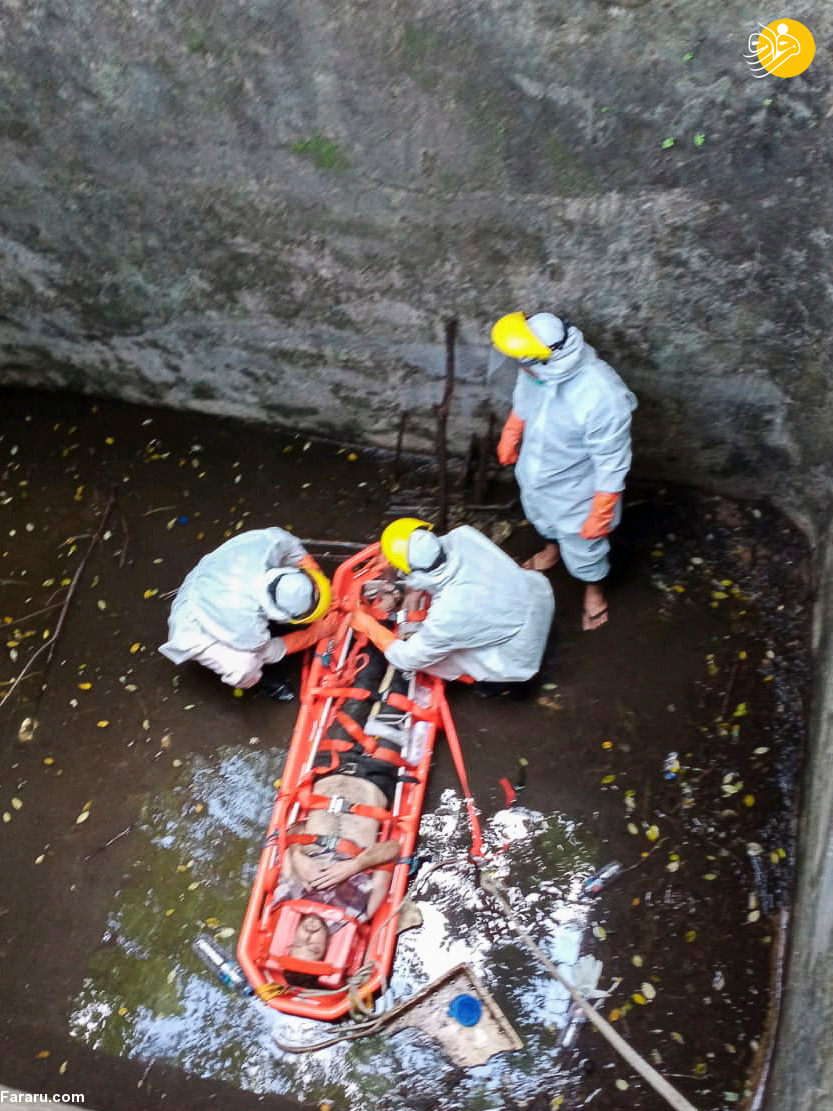 نجات مردی که 6 روز در گودالی گرفتار شد + تصاویر نجات مردی که 6 روز در گودالی گرفتار شد + تصاویر