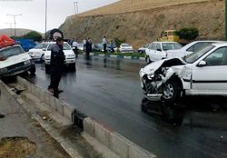تصادف زنجیره‌ای ۲۵ خودرو در تهران