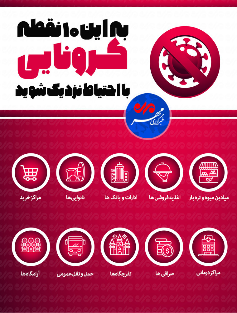به این ۱۰ نقطه کرونایی با احتیاط نزدیک شوید
