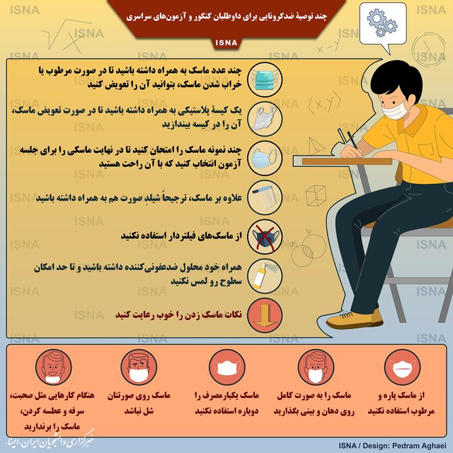 چند توصیۀ ضدکرونایی برای داوطلبان کنکور + اینفوگرافیک