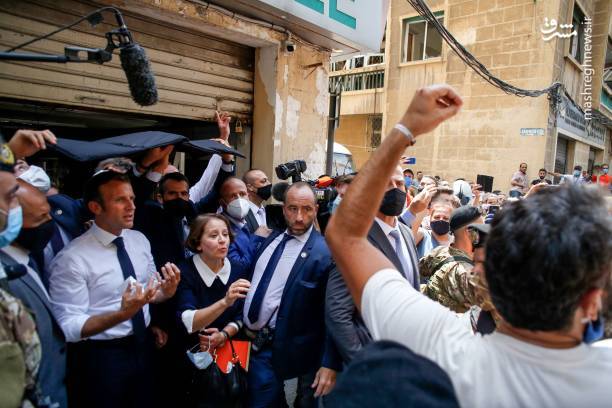 چتر امنیتی ماکرون در بیروت + تصاویر