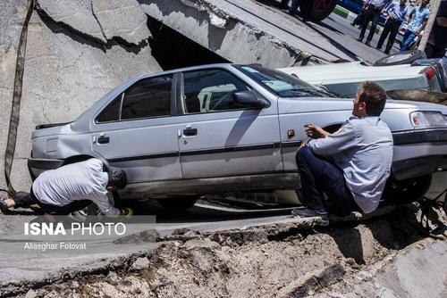 فرو رفتن خودروها به داخل زمین در تبریز + تصاویر