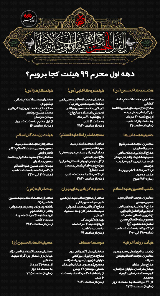 دهه اول محرم، هیئت کجا برویم؟+اینفوگرافیک