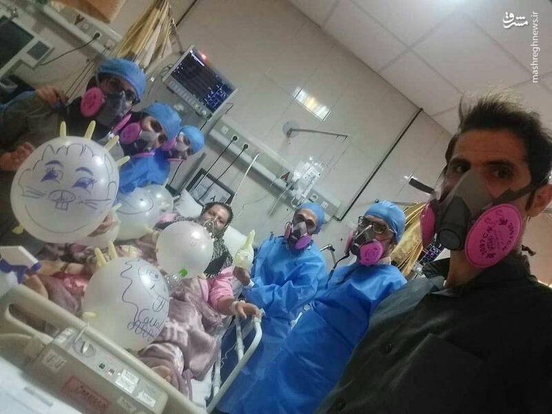 جشن تولد کرونایی در بیمارستان + عکس