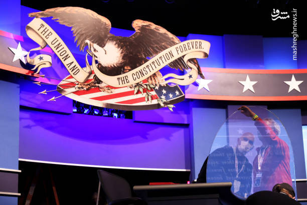 دکور جدید محل مناظره پس از ابتلا ترامپ به کرونا + تصاویر