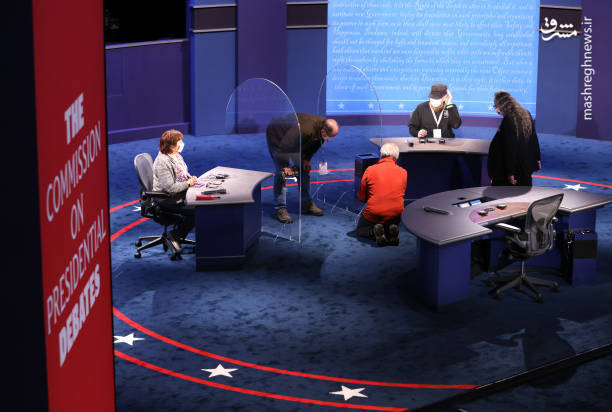 دکور جدید محل مناظره پس از ابتلا ترامپ به کرونا + تصاویر