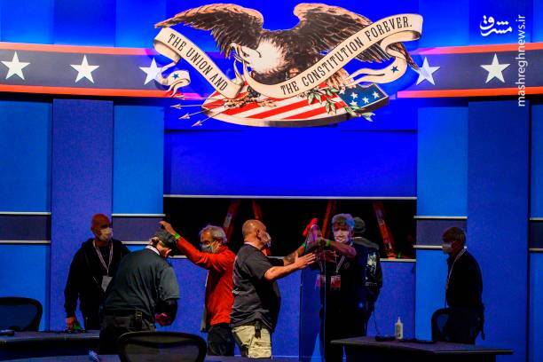 دکور جدید محل مناظره پس از ابتلا ترامپ به کرونا + تصاویر