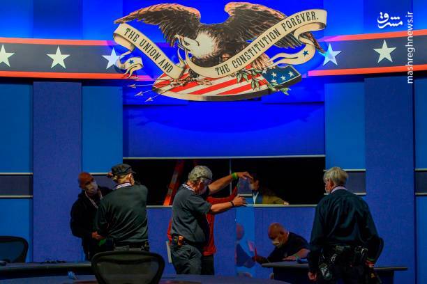 دکور جدید محل مناظره پس از ابتلا ترامپ به کرونا + تصاویر