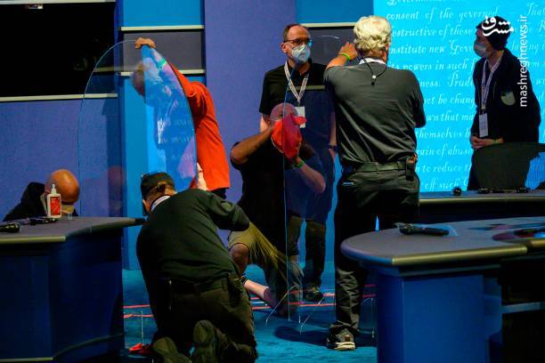 دکور جدید محل مناظره پس از ابتلا ترامپ به کرونا + تصاویر