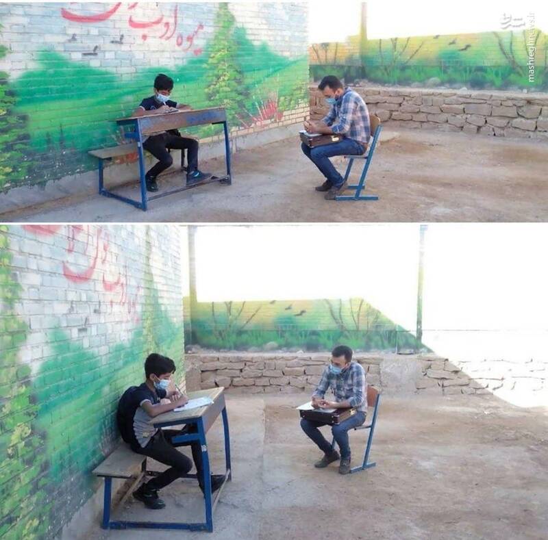 کلاس خصوصی یک معلم برای دانش‌آموز محروم  + عکس