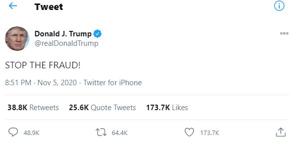 توییت ترامپ و ادعای تقلب در انتخابات آمریکا