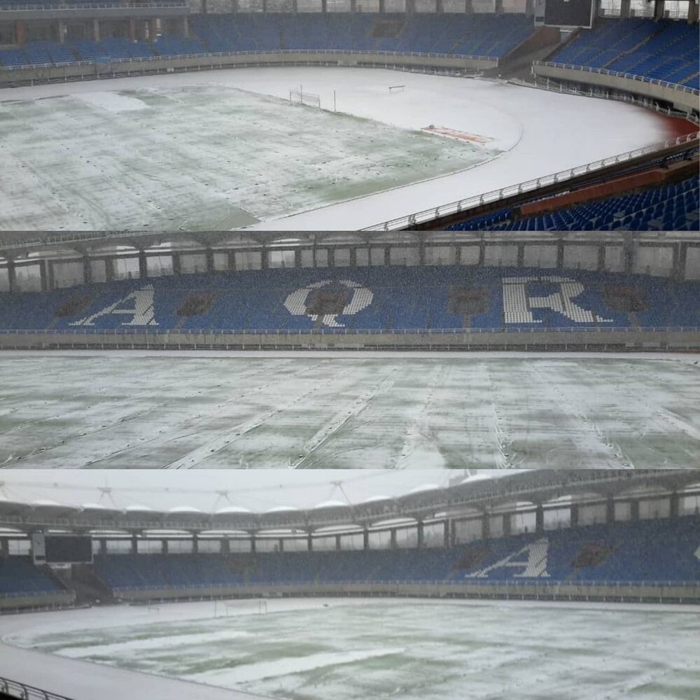 تصویر برفی از استادیوم امام رضا (ع) مشهد