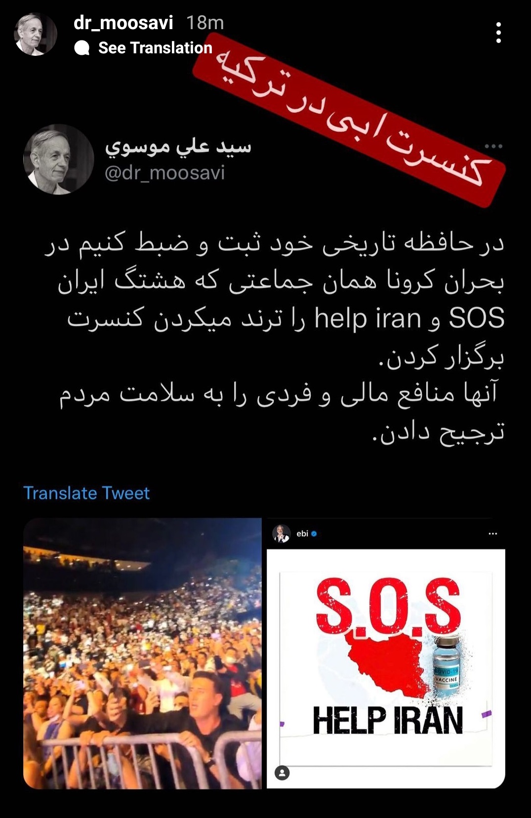 انتقاد از کنسرت در ترکیه