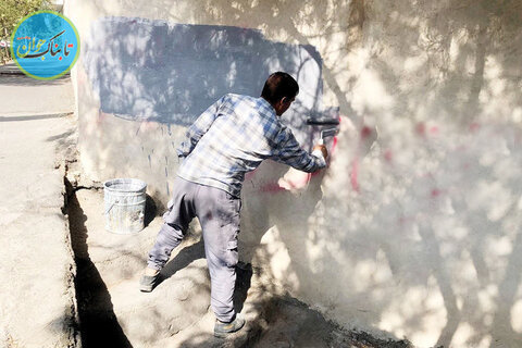 ابتکار نوجوانان تهرانی برای پوشاندن شعارهای تند اغتشاشگران روی دیوارهای شهر