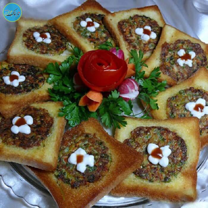تزیین کوکو سبزی مجلسی برای مدرسه + انواع طرز تهیه تزیین کوکو سبزی با نان تست