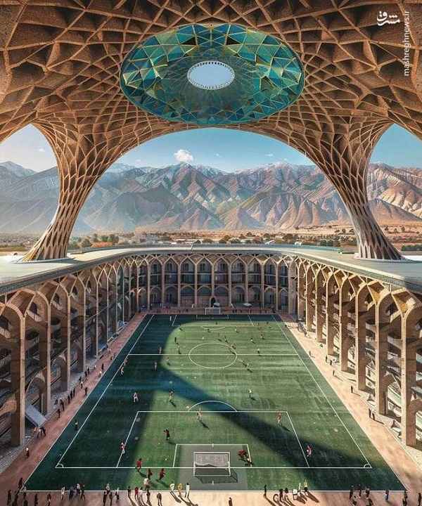 ورزشگاه با معماری ایرانی به سبک هوش مصنوعی + تصاویر