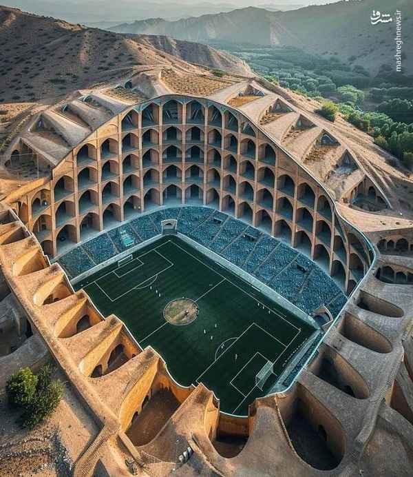 ورزشگاه با معماری ایرانی به سبک هوش مصنوعی + تصاویر